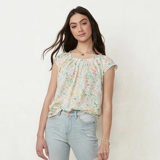 Women's LC Lauren Conrad Pleat Neck Top Natural Stripe Women's LC Lauren Conrad Pleat Neck Top Natural Stripe -LC Lauren Conrad Shop unnamed file 800