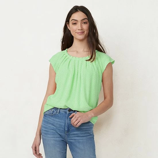 Women's LC Lauren Conrad Pleat Neck Top Natural Stripe Women's LC Lauren Conrad Pleat Neck Top Natural Stripe -LC Lauren Conrad Shop unnamed file 803