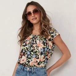 Women's LC Lauren Conrad Pleat Neck Top Natural Stripe 19 Women's LC Lauren Conrad Pleat Neck Top Natural Stripe -LC Lauren Conrad Shop unnamed file 805