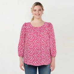 Plus Size LC Lauren Conrad Three Quarter Sleeve Flowy Top Multi Bouquet -LC Lauren Conrad Shop unnamed file 810