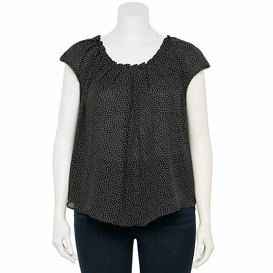 Plus Size LC Lauren Conrad Pleated Flowy Cap-Sleeve Top Green Gingham 7 Plus Size LC Lauren Conrad Pleated Flowy Cap-Sleeve Top Green Gingham - Image 7