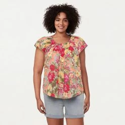 Plus Size LC Lauren Conrad Pleated Flowy Cap-Sleeve Top Green Gingham 24 Plus Size LC Lauren Conrad Pleated Flowy Cap-Sleeve Top Green Gingham -LC Lauren Conrad Shop unnamed file 859