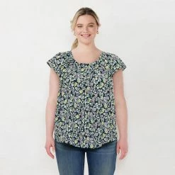 Plus Size LC Lauren Conrad Pleated Flowy Cap-Sleeve Top Green Gingham 27 Plus Size LC Lauren Conrad Pleated Flowy Cap-Sleeve Top Green Gingham -LC Lauren Conrad Shop unnamed file 862