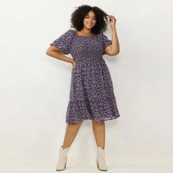 Plus Size LC Lauren Conrad Balloon-Sleeve Smocked Dress Crafted Butterfly -LC Lauren Conrad Shop unnamed file 885