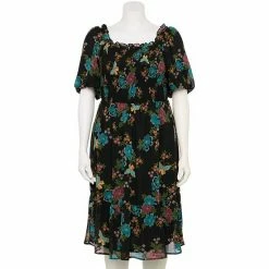 Plus Size LC Lauren Conrad Balloon-Sleeve Smocked Dress Crafted Butterfly -LC Lauren Conrad Shop unnamed file 886