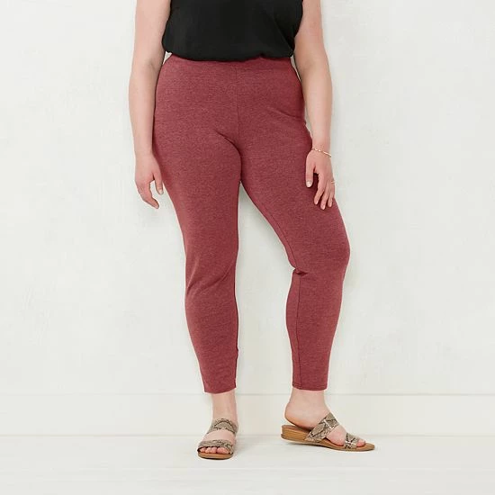 Plus Size LC Lauren Conrad Mid-Rise Leggings Red Heather 7 Plus Size LC Lauren Conrad Mid-Rise Leggings Red Heather - Image 7