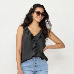 Women's LC Lauren Conrad Cascading Ruffle Tank Amber Rose -LC Lauren Conrad Shop unnamed file 964