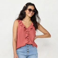 Women's LC Lauren Conrad Cascading Ruffle Tank Amber Rose -LC Lauren Conrad Shop unnamed file 966