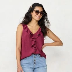 Women's LC Lauren Conrad Cascading Ruffle Tank Amber Rose -LC Lauren Conrad Shop unnamed file 967