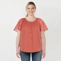 Plus Size LC Lauren Conrad Shirred Top Green Dot -LC Lauren Conrad Shop unnamed file 985