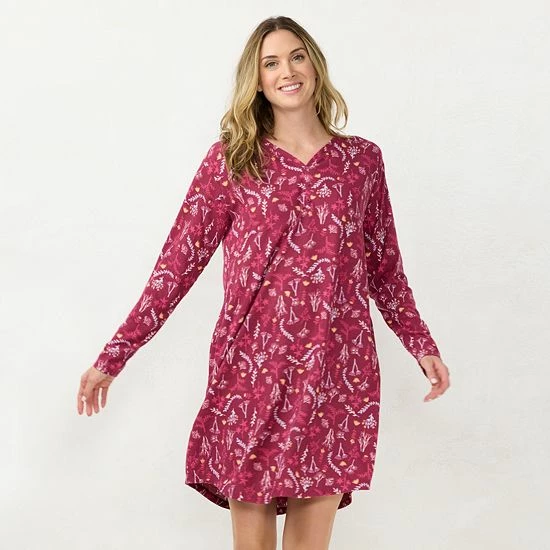 Women's LC Lauren Conrad Long Sleeve Henley Sleepshirt Cream Lino Deer 1 Women's LC Lauren Conrad Long Sleeve Henley Sleepshirt Cream Lino Deer