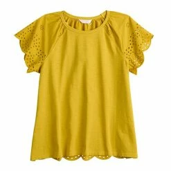Women's LC Lauren Conrad Eyelet Flutter Sleeve Top Sultan Olive -LC Lauren Conrad Shop unnamed file 997